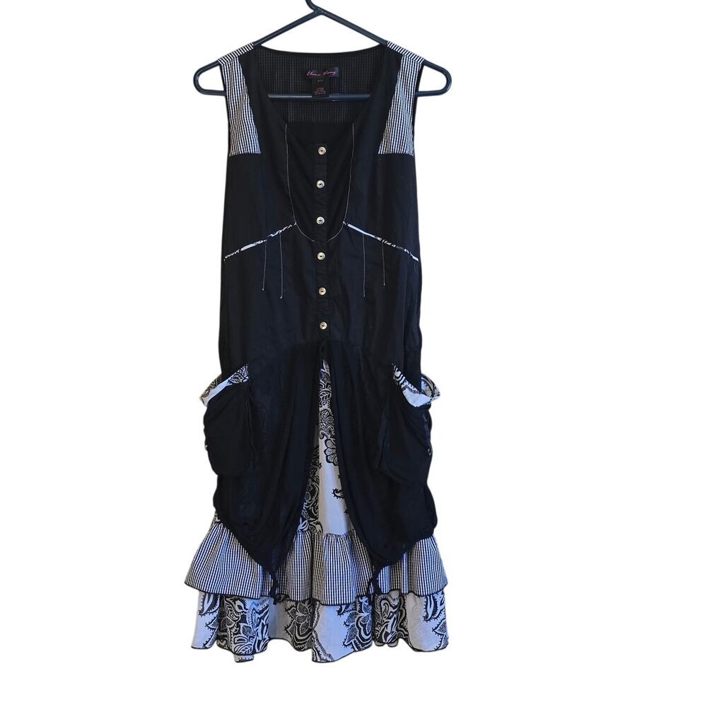 Vintage elena wang lagenlook ruffle dress size s